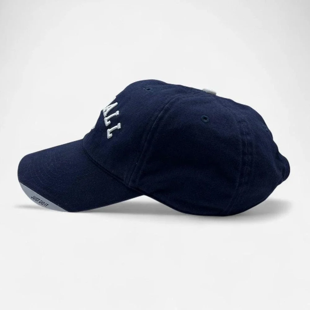 Vintage 00s Nike Football Navy‎ Blue Adjustable Strap Back Hat Cap Center Swoosh